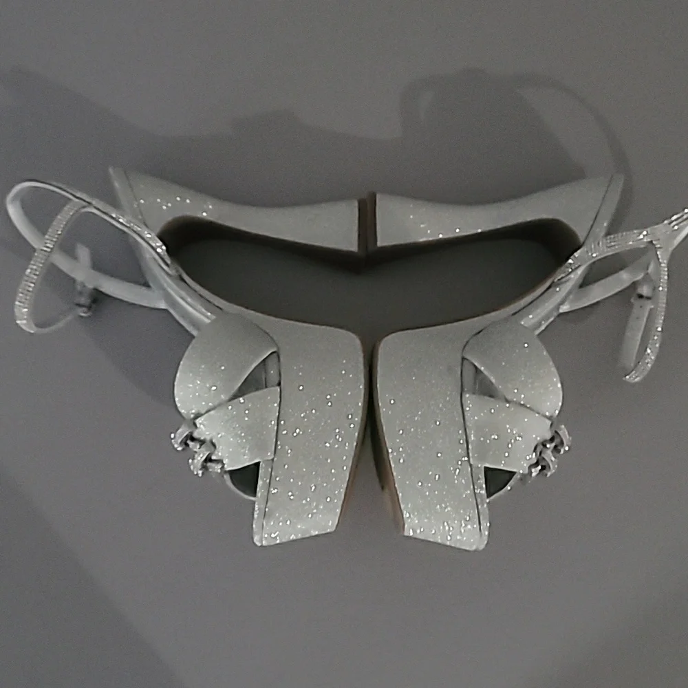 Gianni Bini Dempsey Glitter Rhinestone Bow Platform Sandals Size 9M - Picture 13 of 15